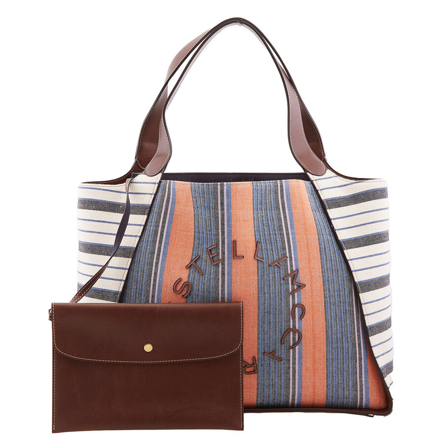 Stella McCartney Striped Logo Embroidered Cotton Tote Bag - 4