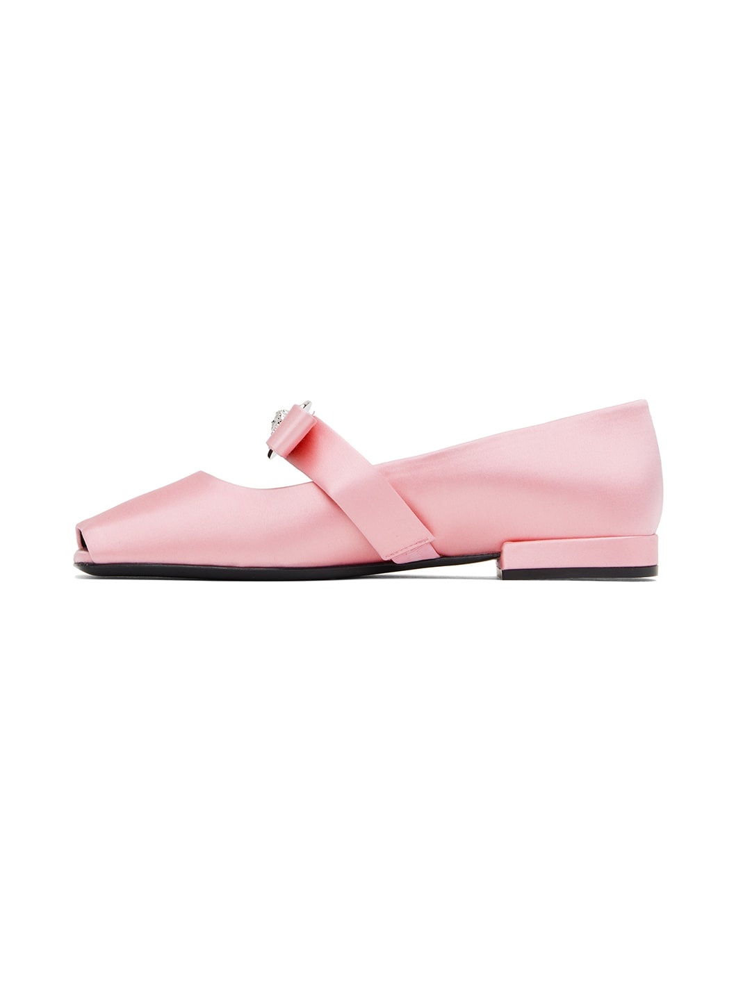 Pink Gianni Ribbon Open Satin Ballerina Flats - 3