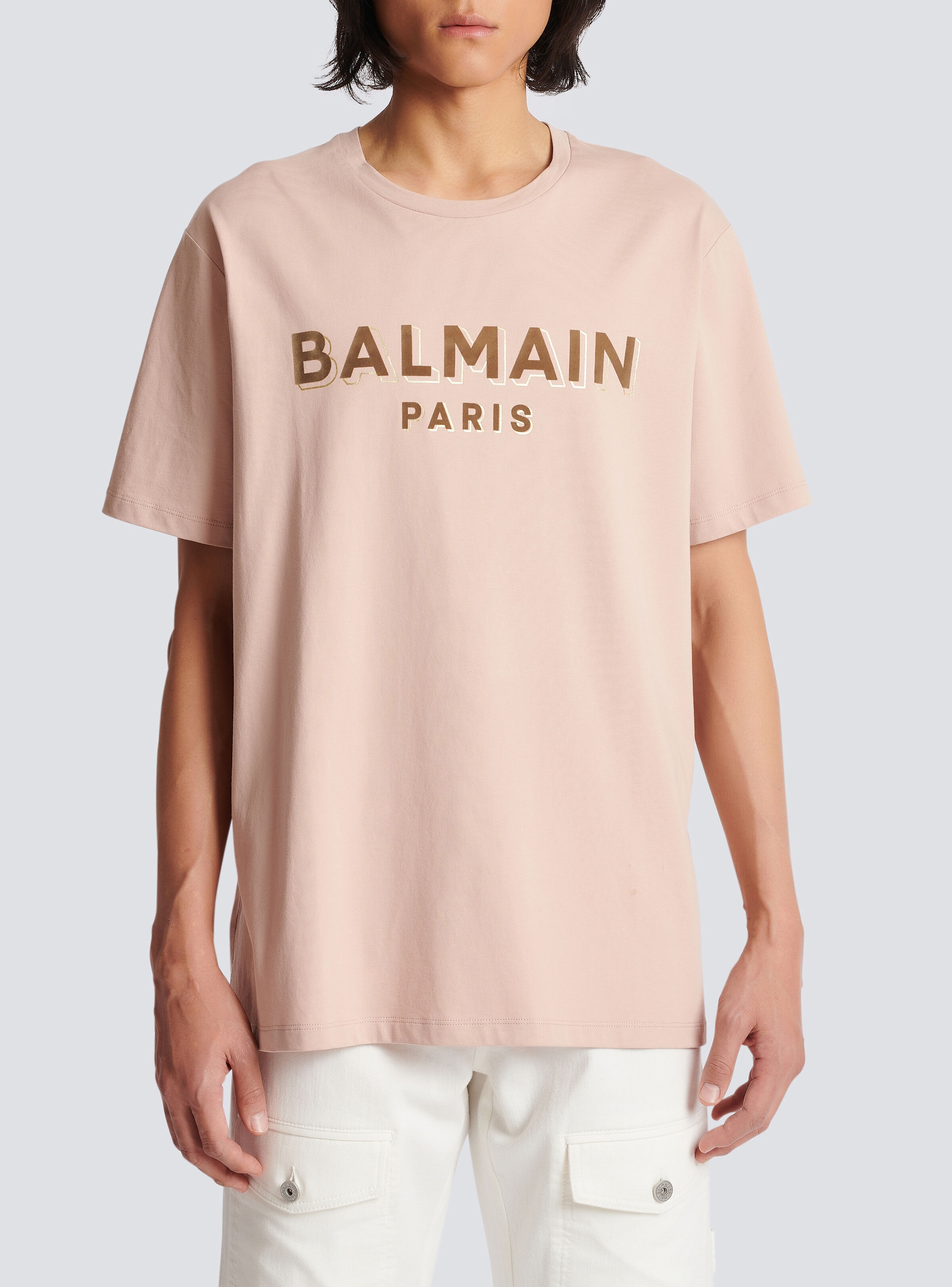 Flocked Balmain logo T-shirt - 5