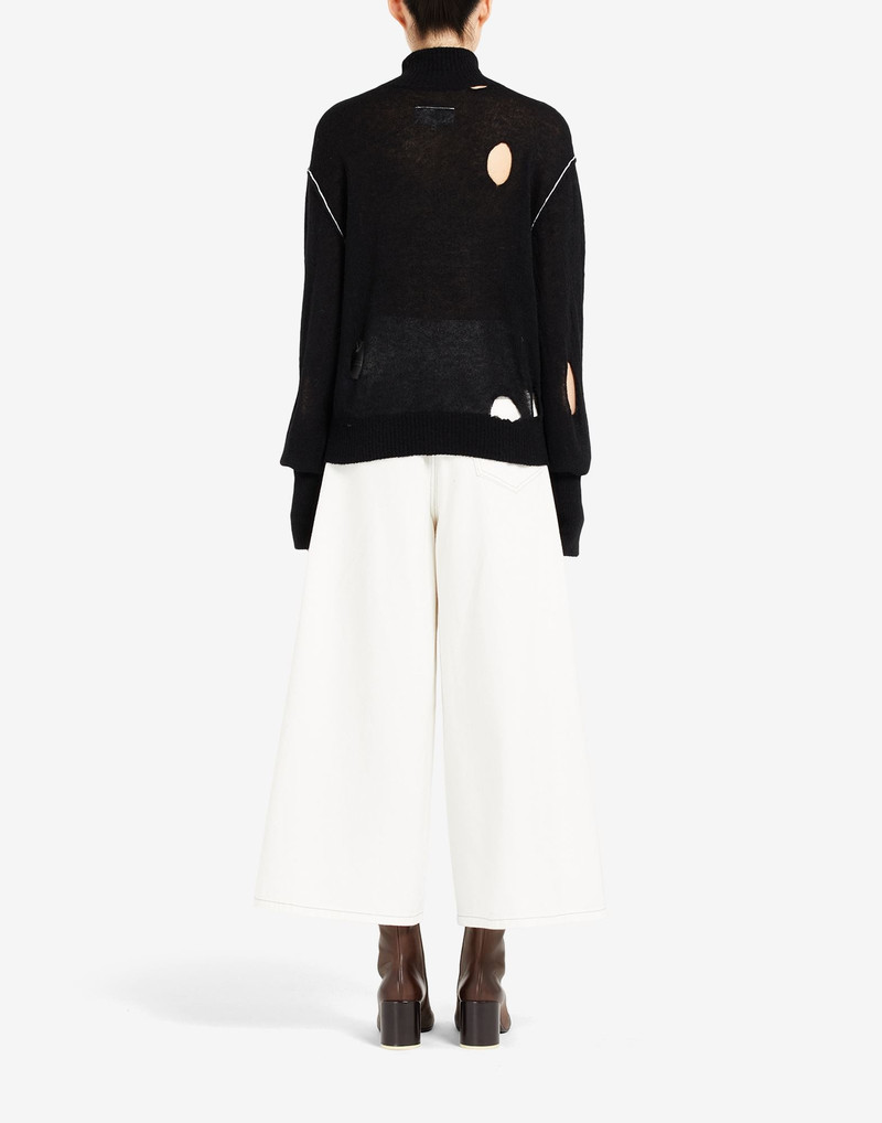 Distressed knit high-neck sweater 4