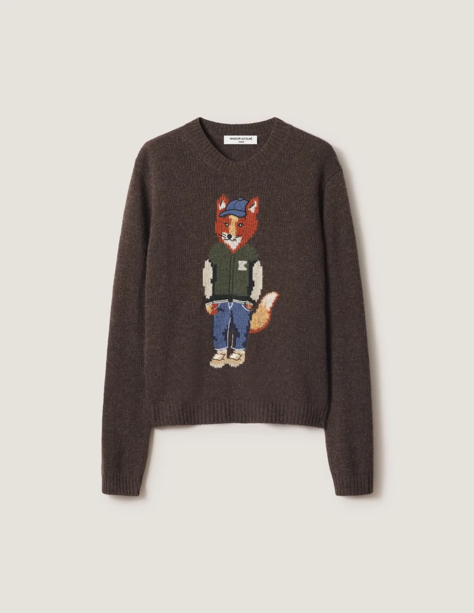 DRESSED FOX INTARSIA WOOL JUMPER - 1