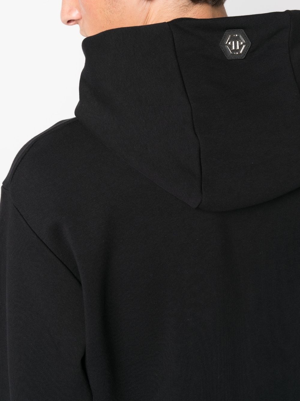 Gothic Plein logo-flocked cotton hoodie - 5