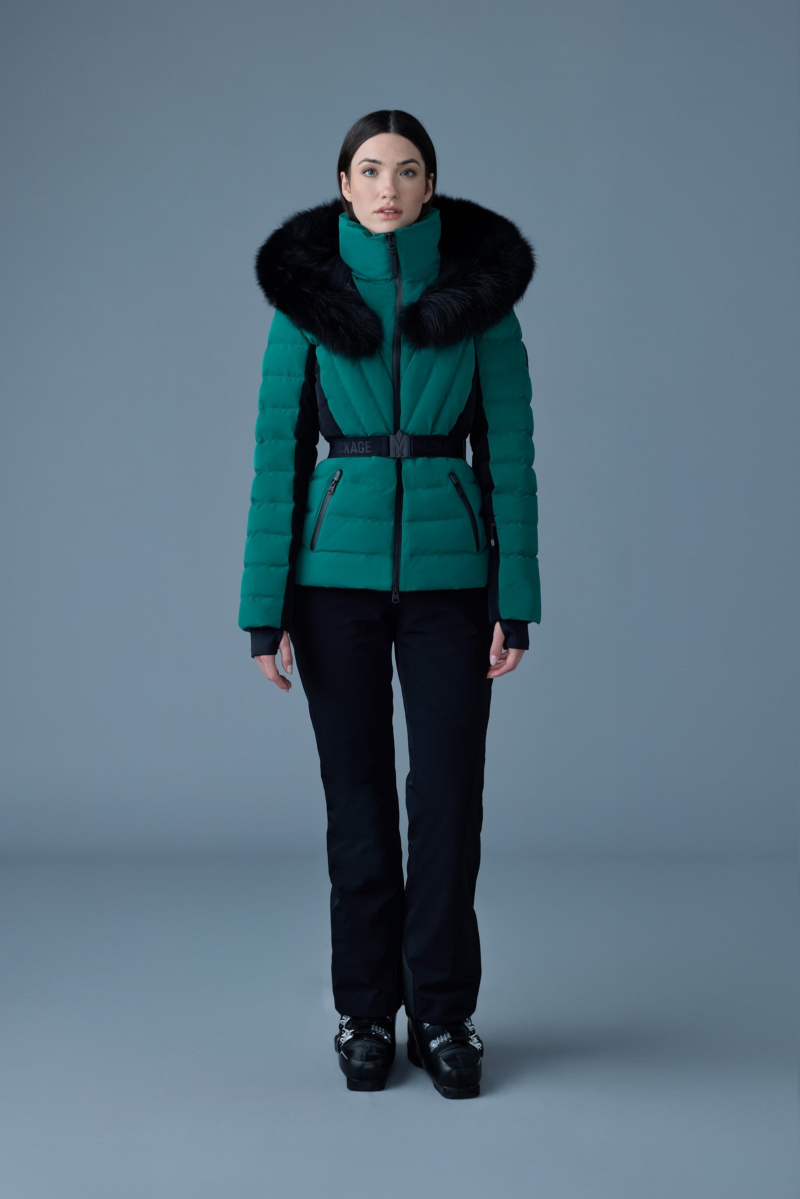 ELITA Down ski jacket with removable blue fox fur trim - 2