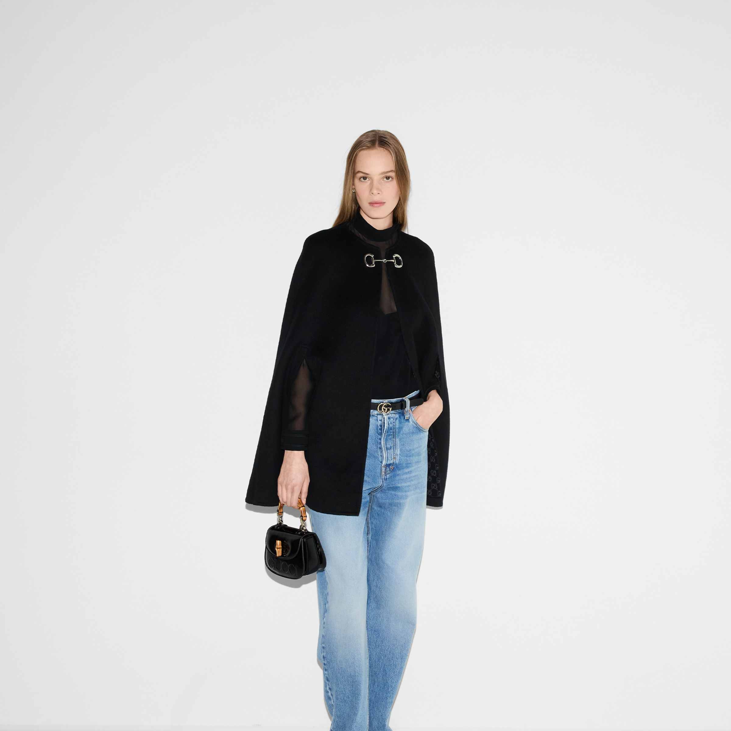Wool and silk Horsebit cape - 6
