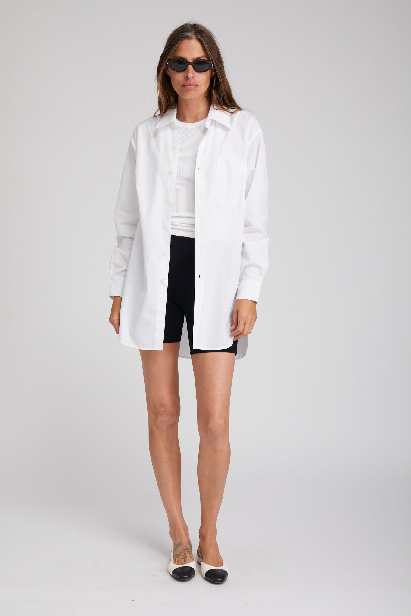 WHITE POPLIN SHIRT WITH POCKET - 5