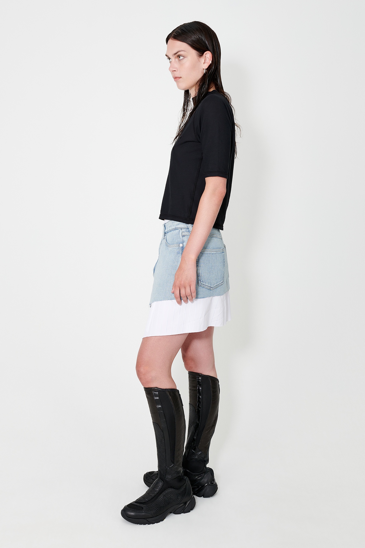 Our Legacy Mini Denim Skirt in Bleached Lurex Woof. 98% Cotton 2% Polyester. Womens Slim Fit Short S - 4