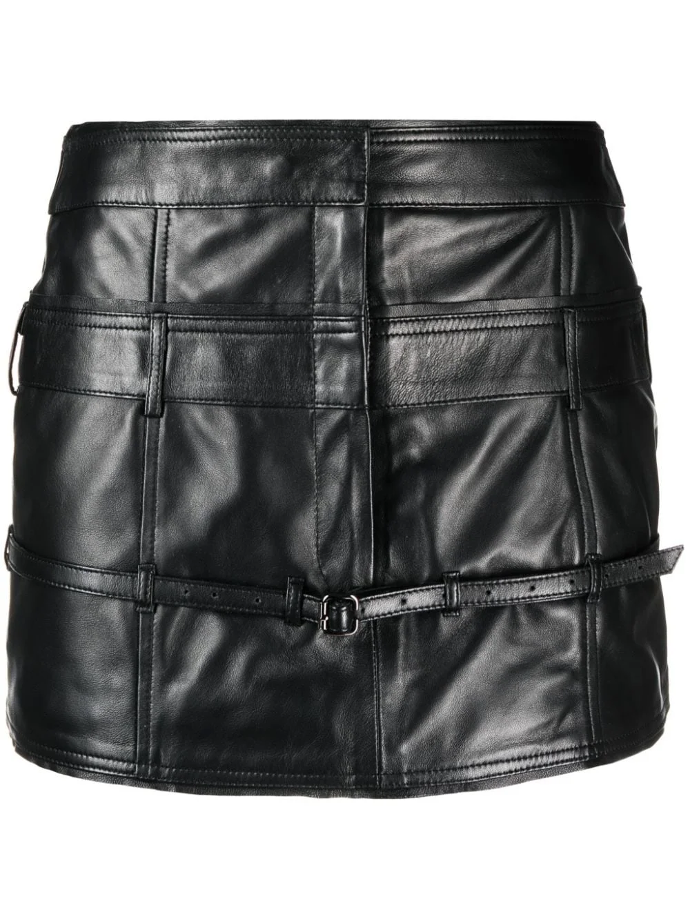belted leather mini skirt - 1