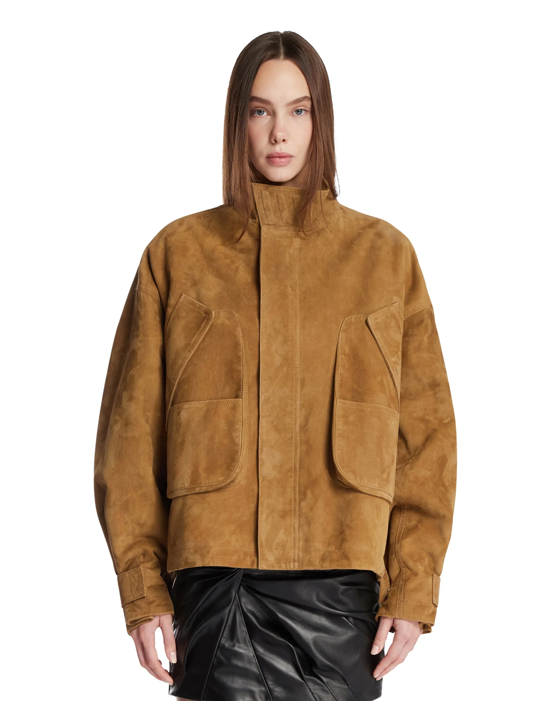 Beige Suede Multi-Pocket Jacket - 1