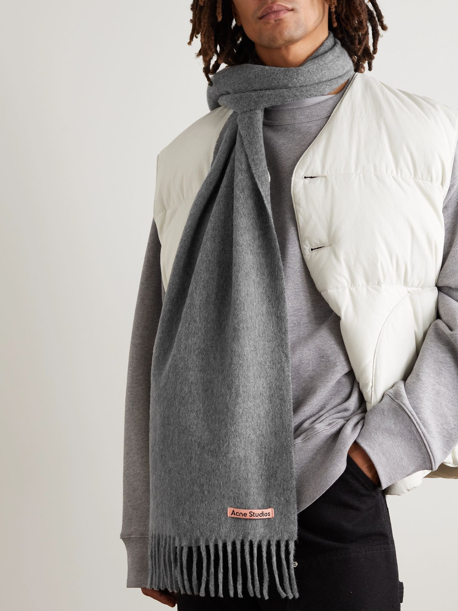 Canada Skinny Wool Scarf Gray - 2