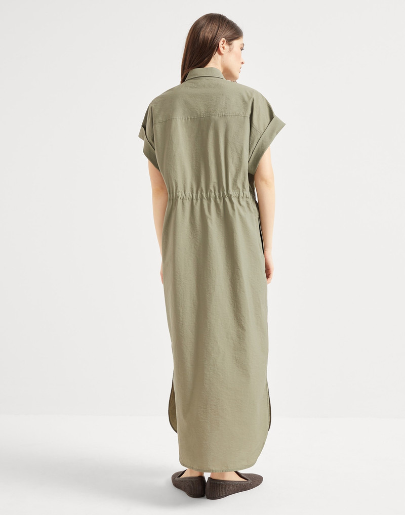 Brunello Cucinelli Techno cotton poplin shirt dress with precious trims outlook