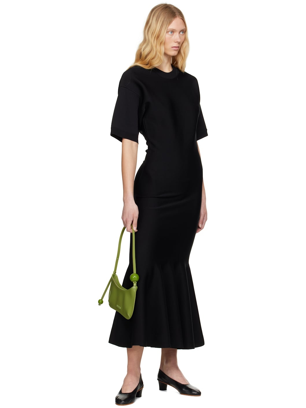 Black Godet Maxi Dress - 4