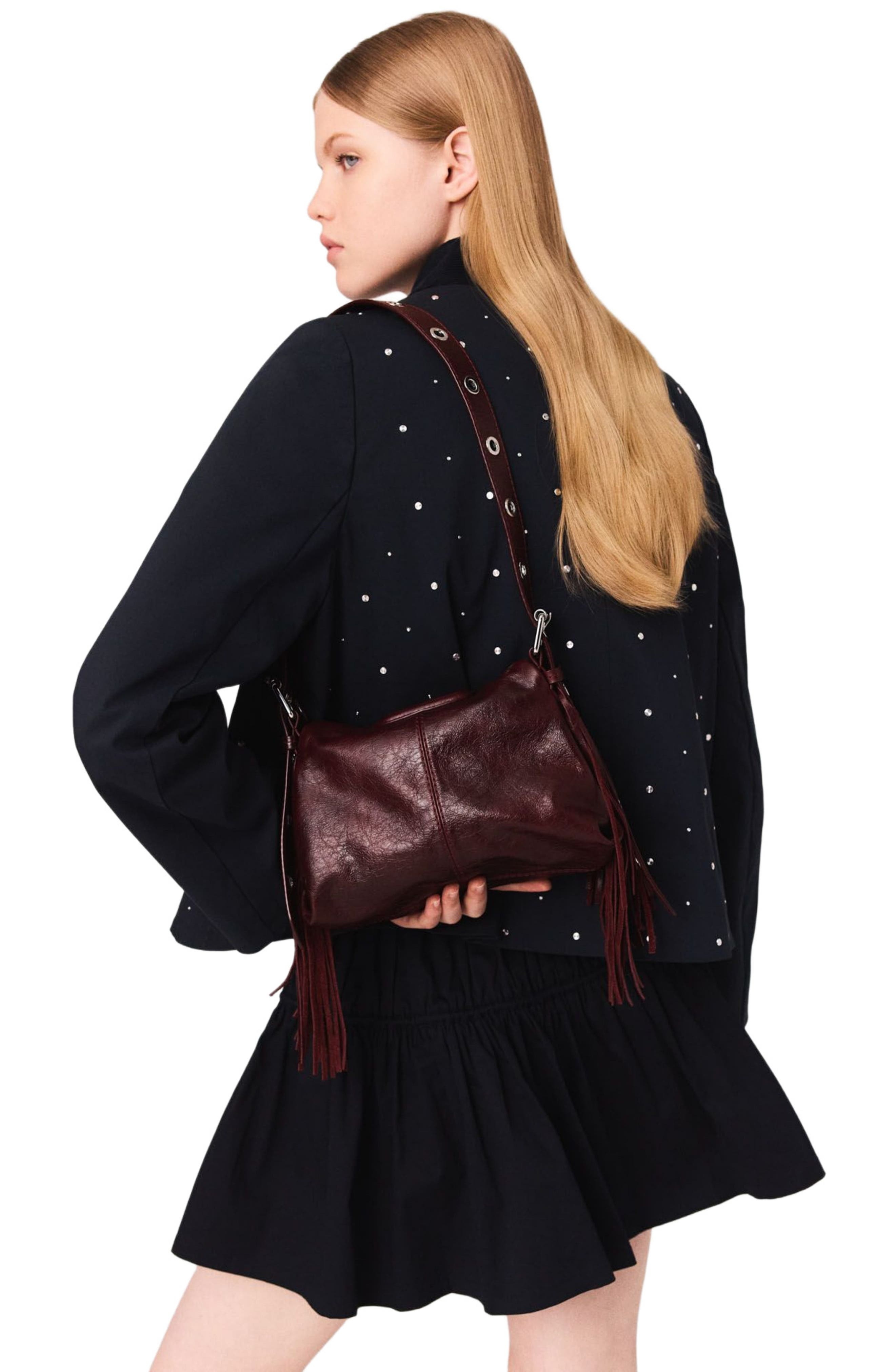 maje Cropped velvet collar jacket in Navy at Nordstrom - 9