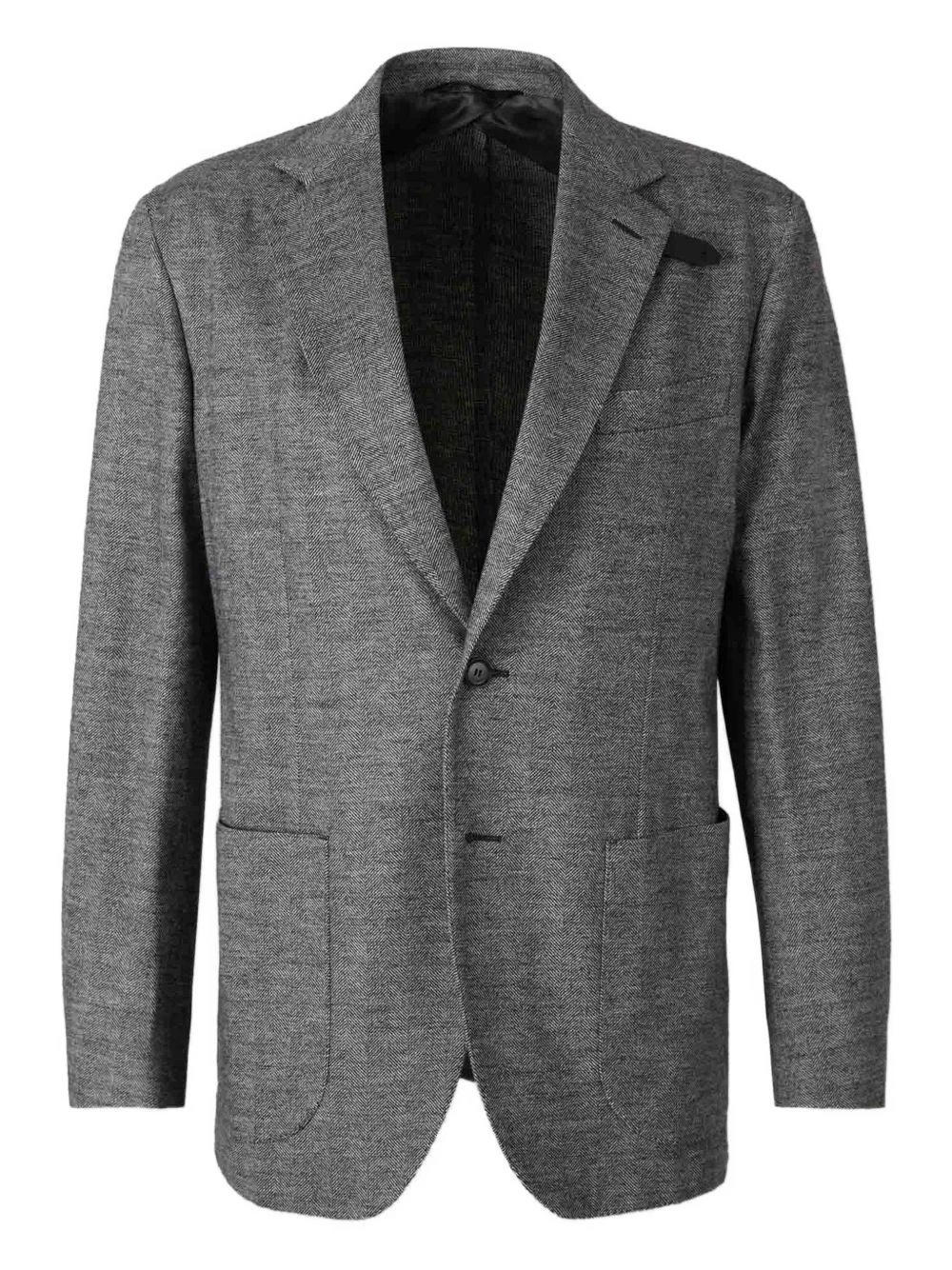 herringbone single-breasted blazer - 1