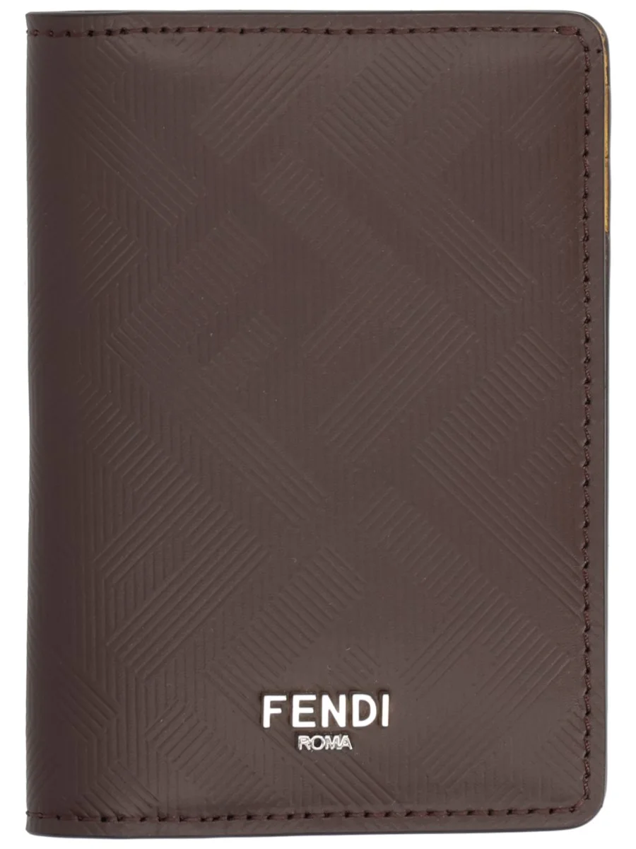 SQUARED FF LEATHER CARD HOLDER WITH LOGO - 1