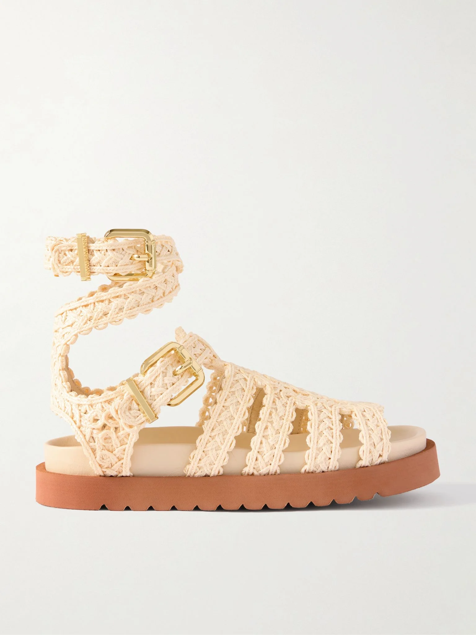 Gleam buckle-embellished raffia sandals Off-white - 1