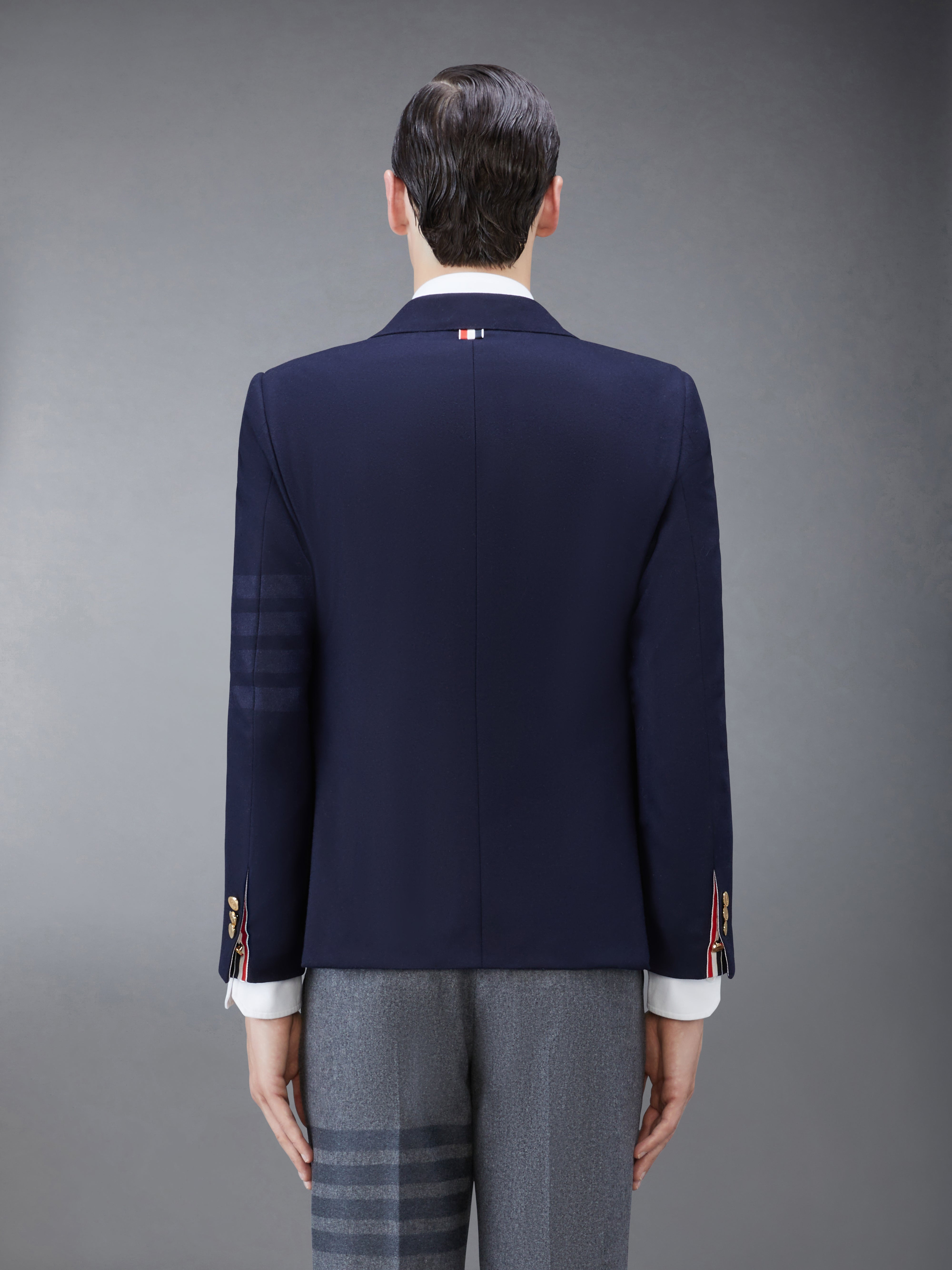 Navy Wool Cashmere Flannel Classic Tonal 4-Bar Sport Coat - 2