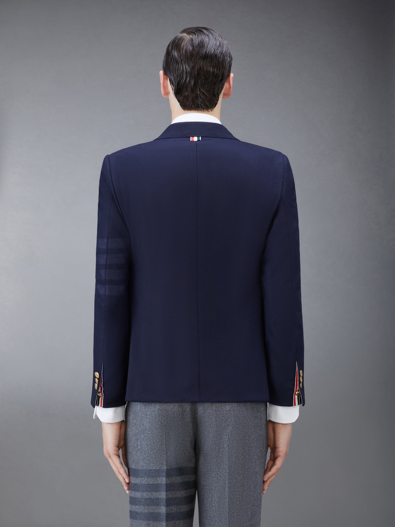 Thom Browne Navy Wool Cashmere Flannel Classic Tonal 4-Bar Sport Coat outlook