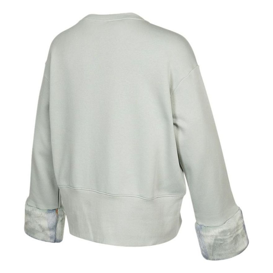 (WMNS) Nike Fleece Print Crew Sweatshirt 'Grey' DD4538-013 - 2