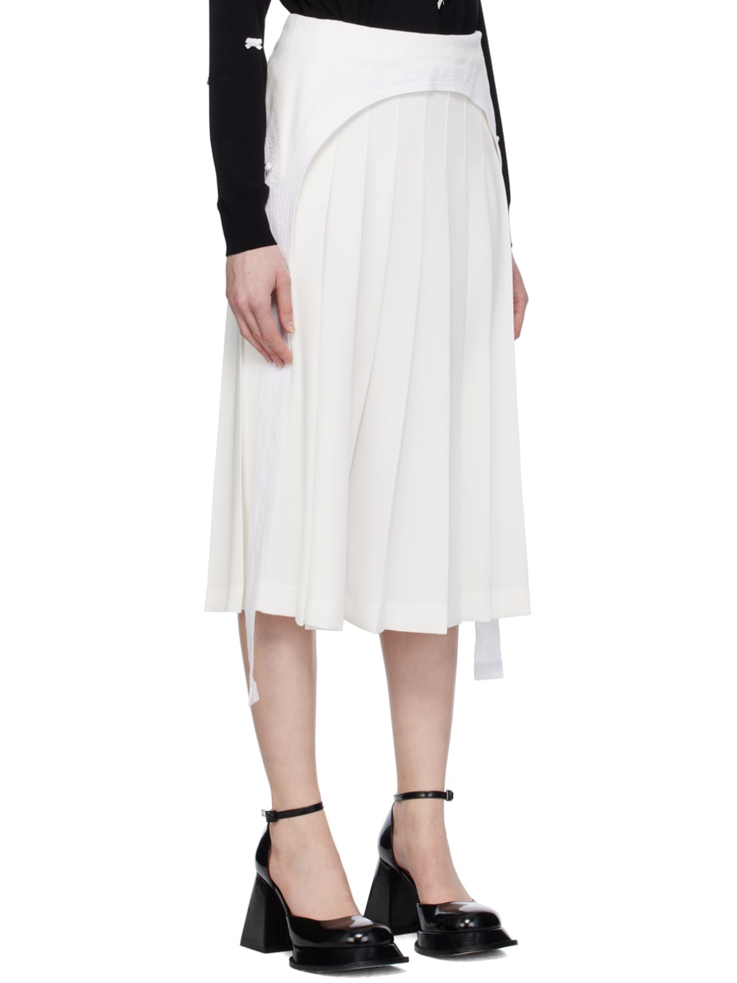 White Pleated Midi Skirt - 2