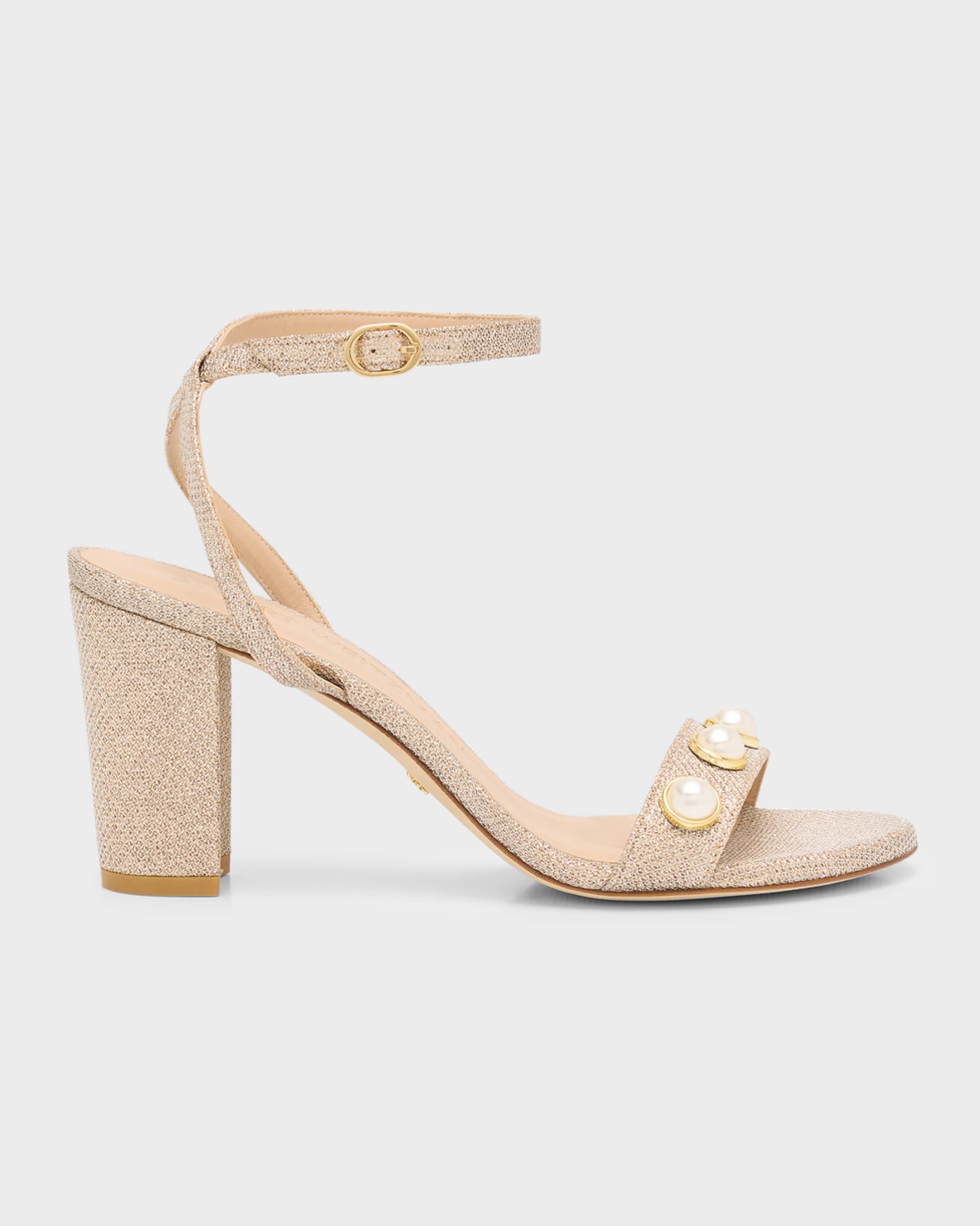 Nearlybare Metallic Pearly Ankle-Strap Sandals - 1