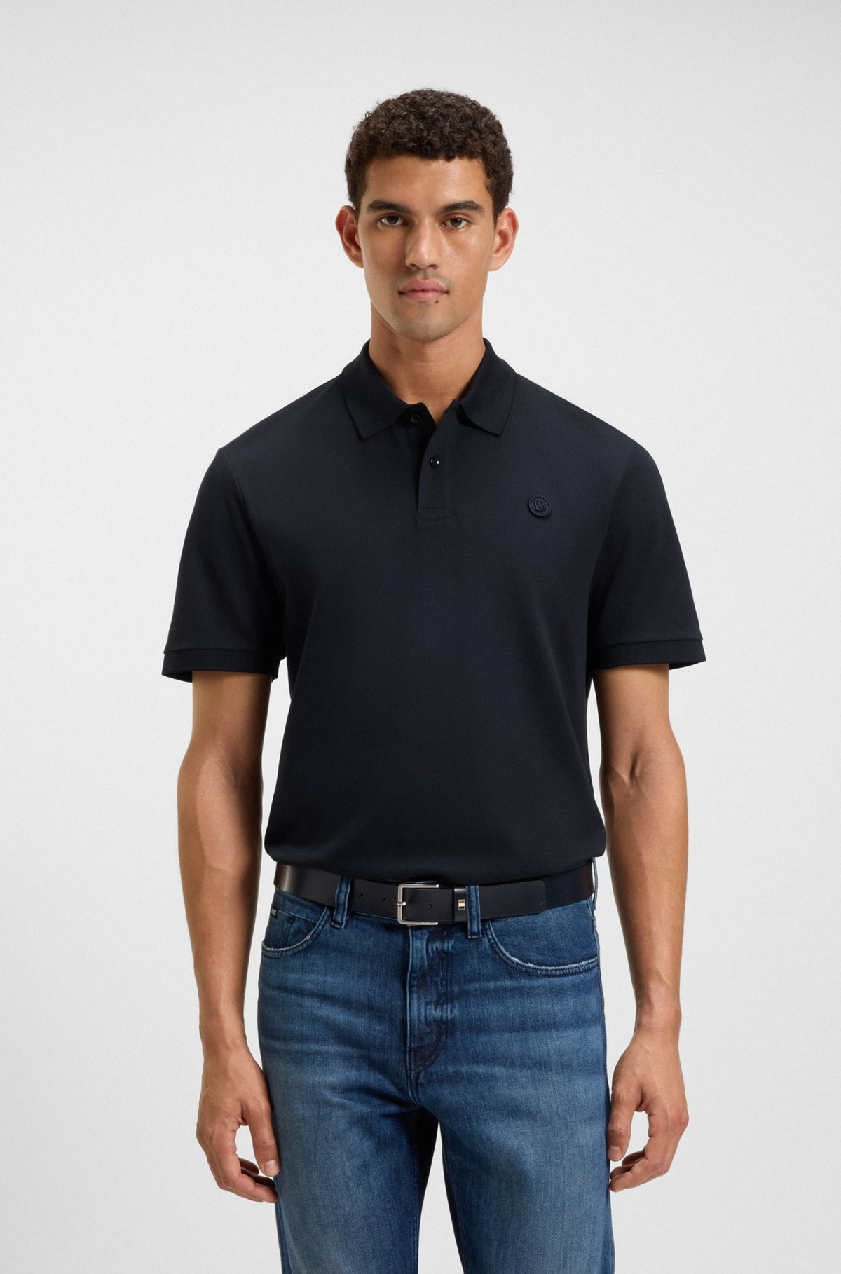 COTTON-PIQUÉ POLO SHIRT WITH DOUBLE B MONOGRAM - 2