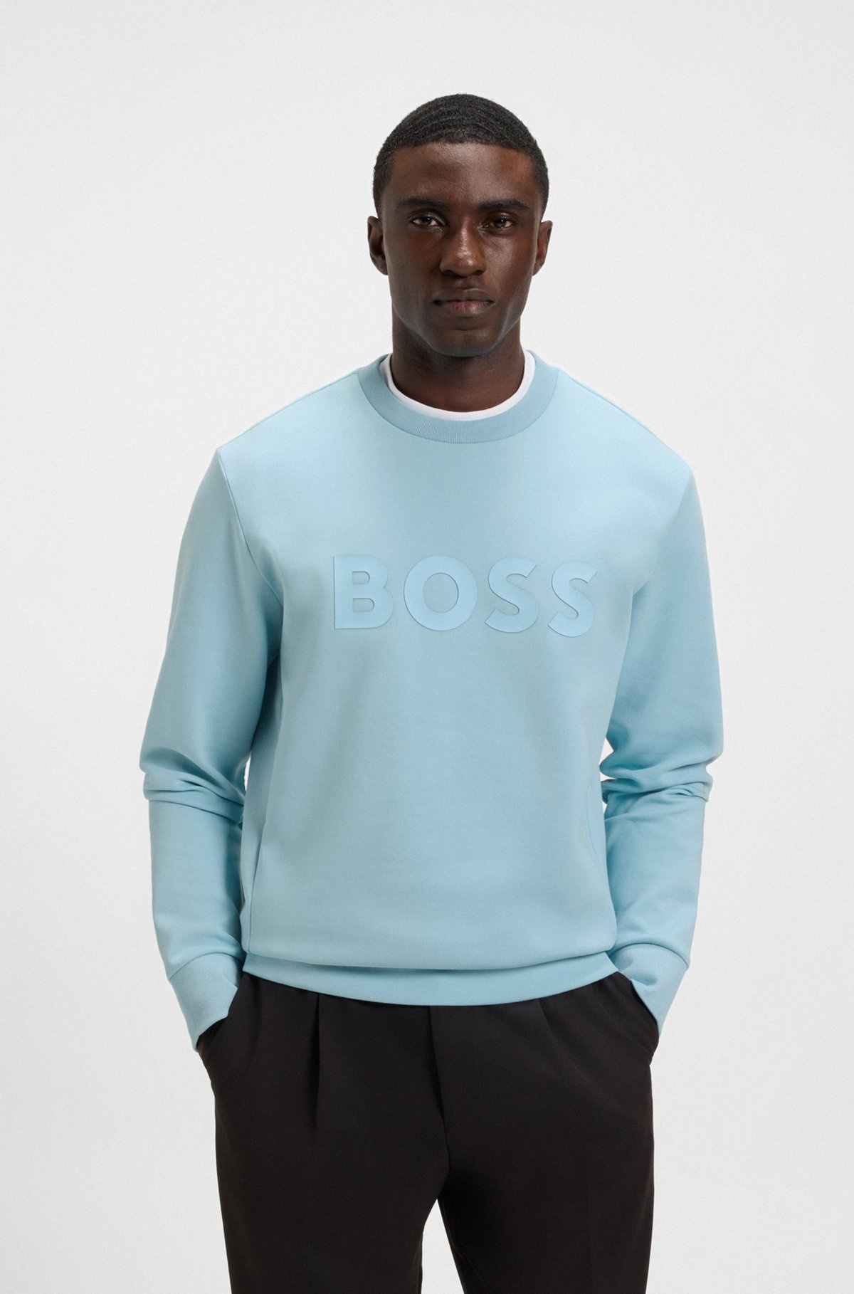 STRETCH-COTTON SWEATSHIRT WITH SANDWICH LOGO - 2