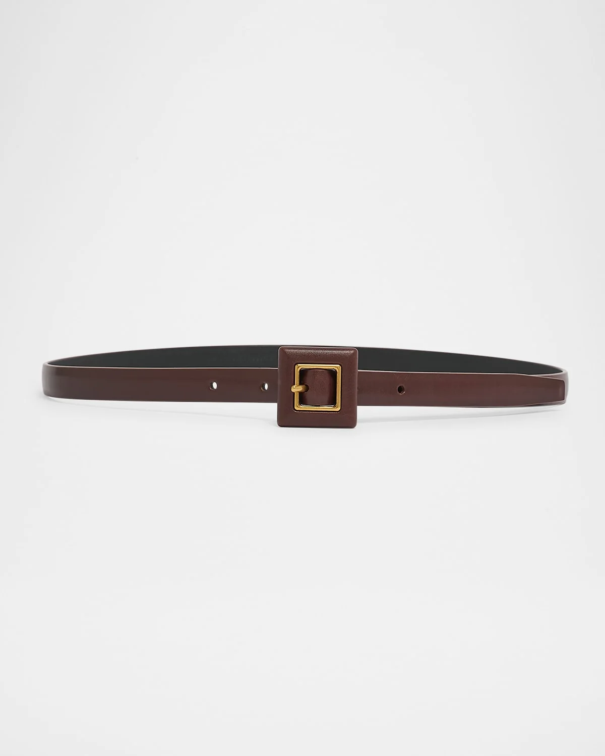 Square Buckle Thin Leather Belt - 1
