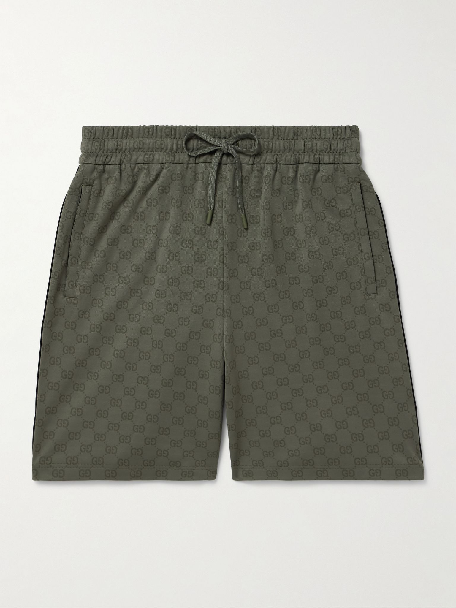 Logo-Print Jersey Drawstring Shorts Forest green - 1