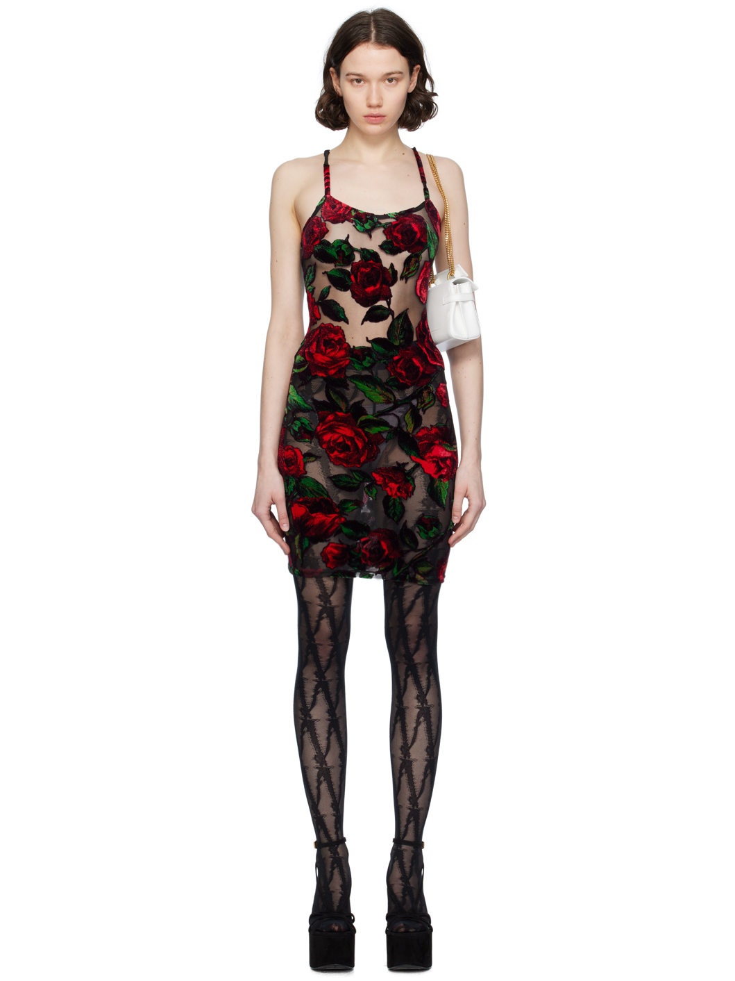 Black & Red Rose Minidress - 1