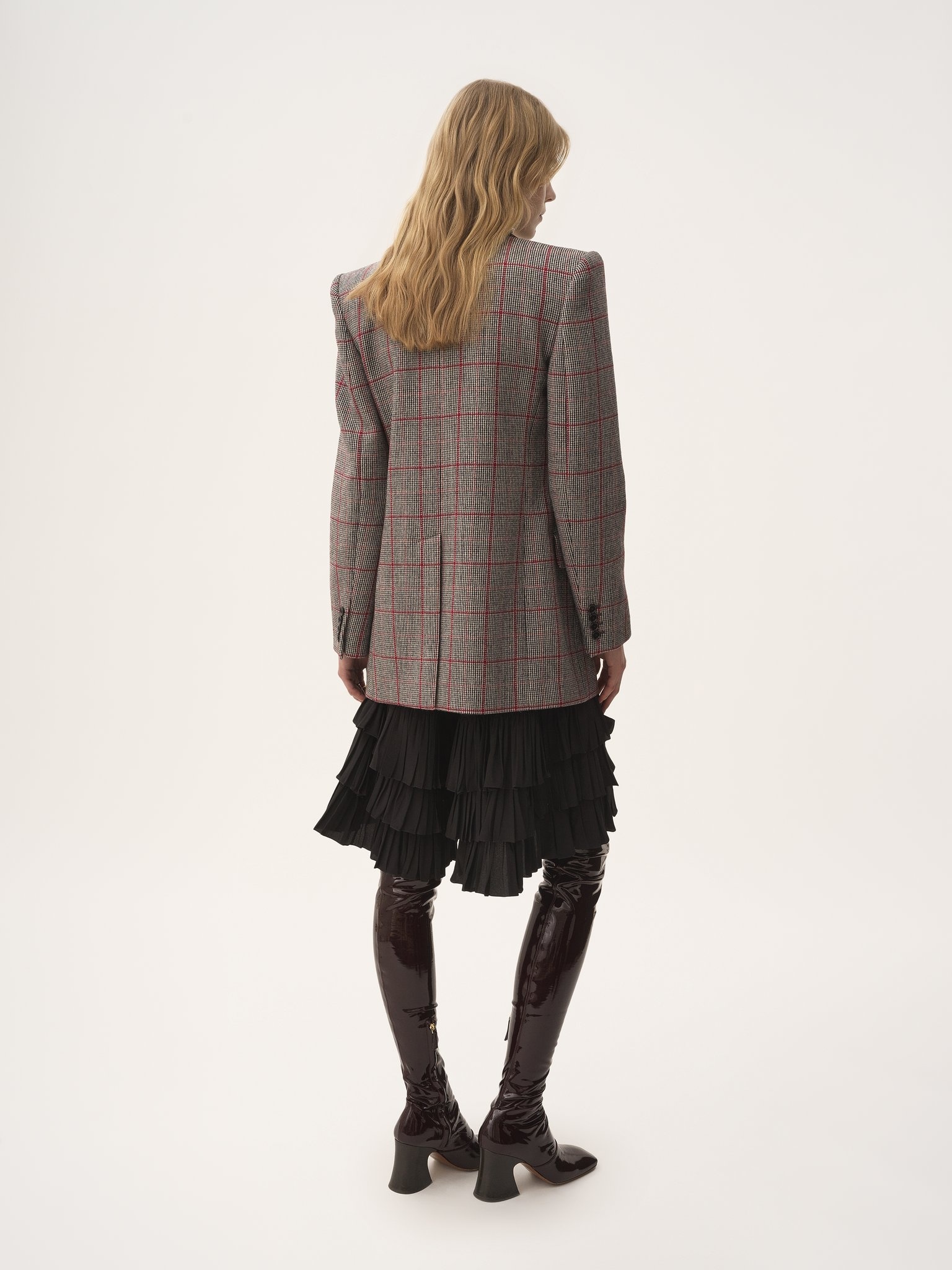 DOUBLE-BREASTED TAILORED JACKET IN WOOL CHECK - 6
