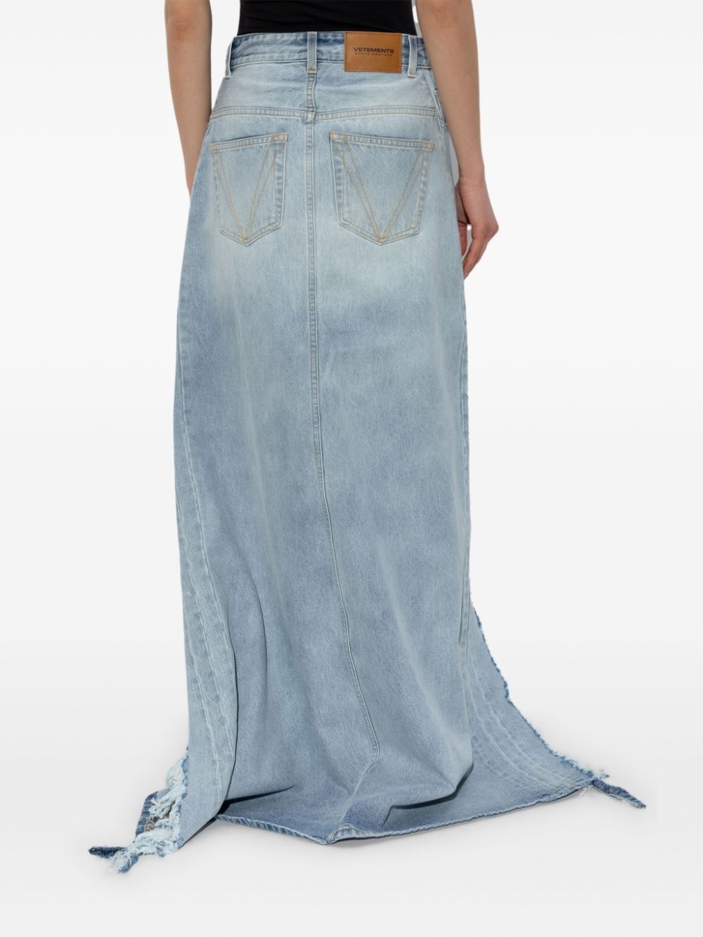 draped denim skirt - 4
