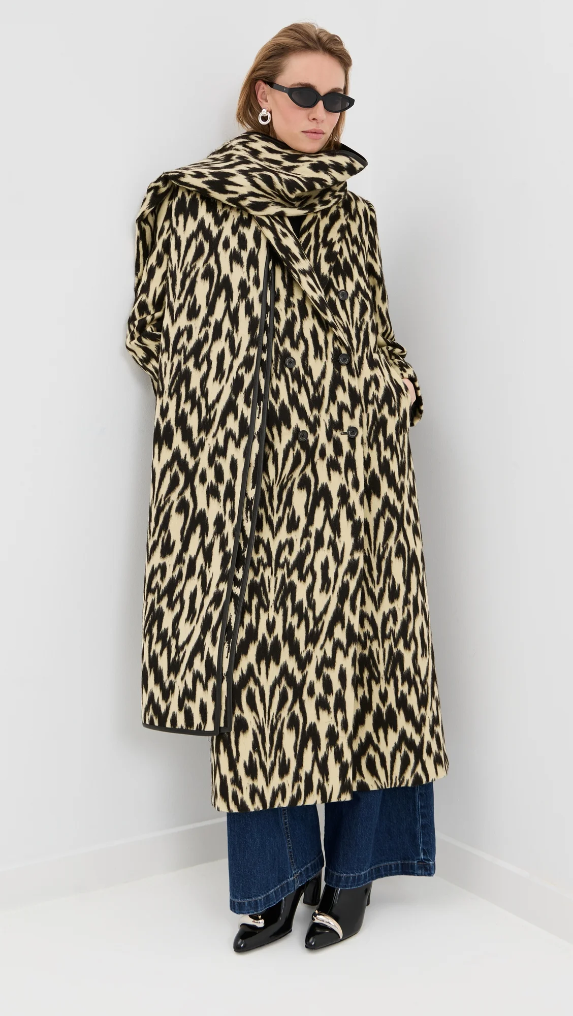 The Demi Double Breasted Coat with Scarf - 1