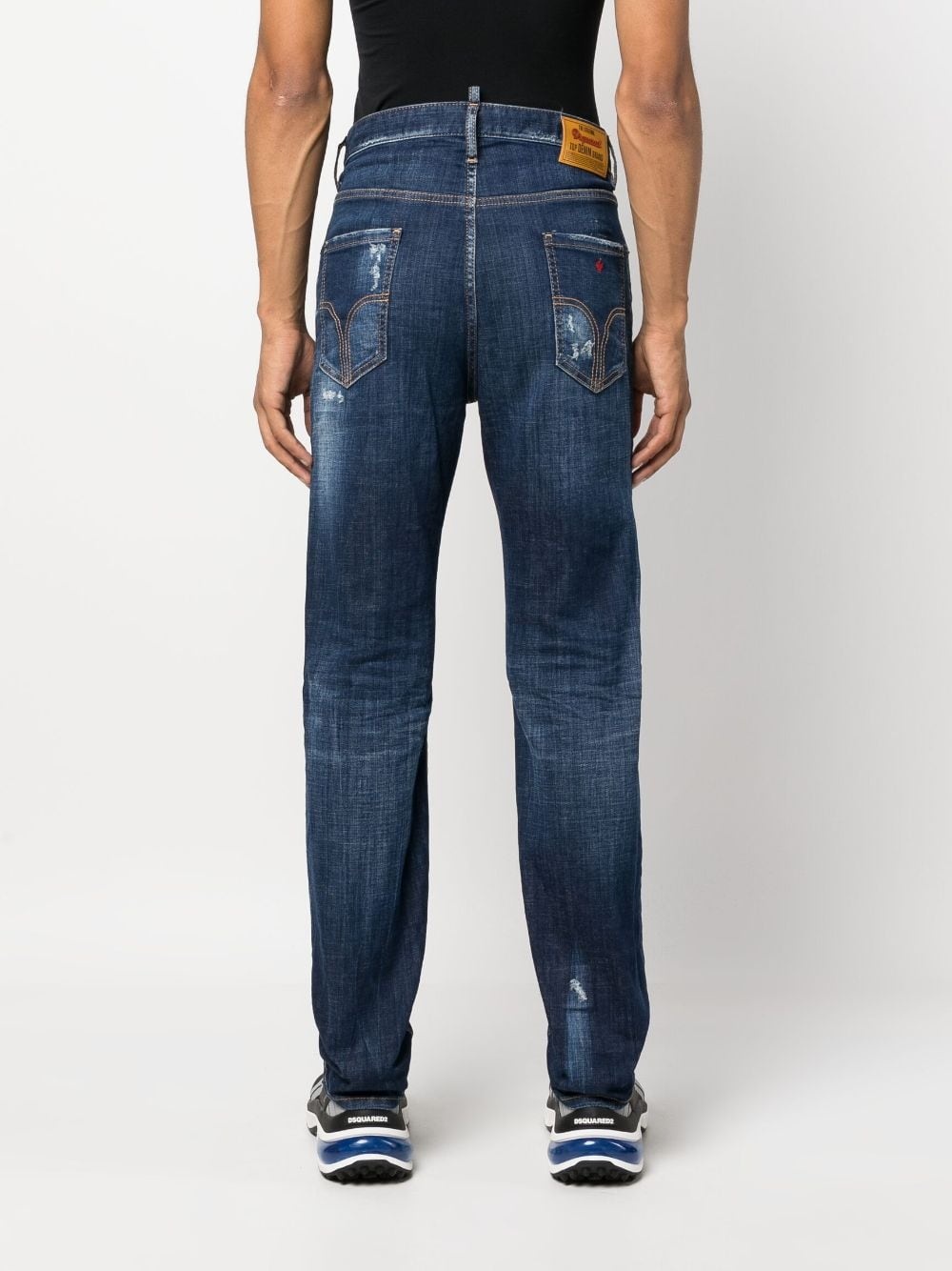 distressed straight-leg jeans - 4