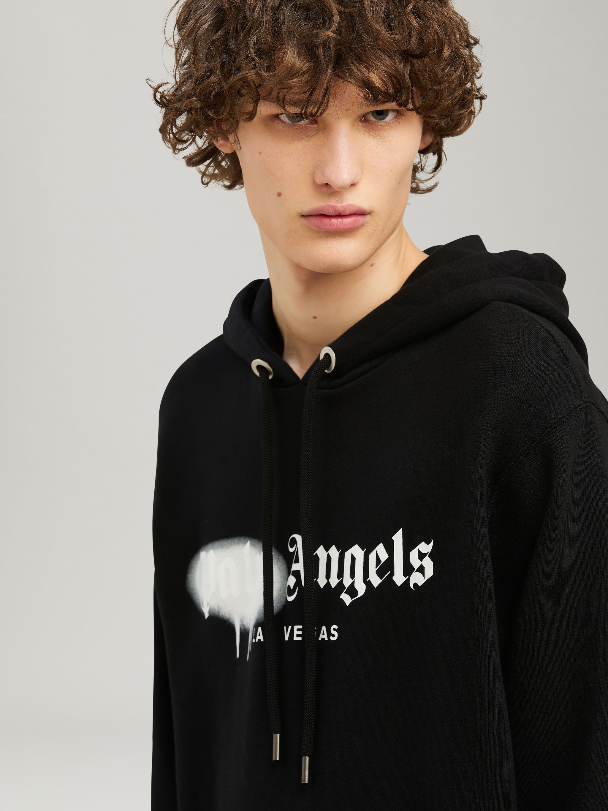 curved logo-print hoodie