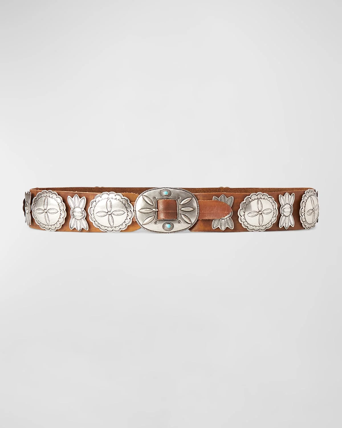 Casted Concho Leather Belt - 1
