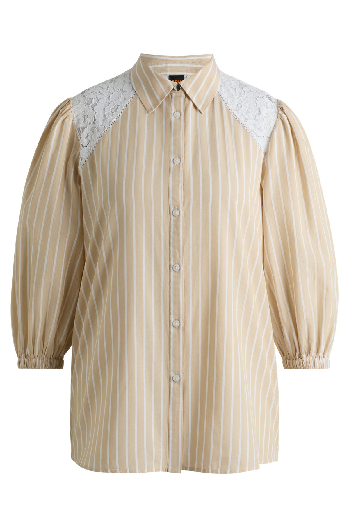 STRIPED REGULAR-FIT BLOUSE WITH LACE SHOULDERS - 1