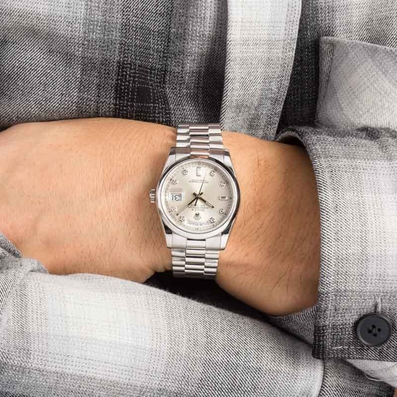 Rolex Day-Date 118206 Silver Diamond Dial - 5