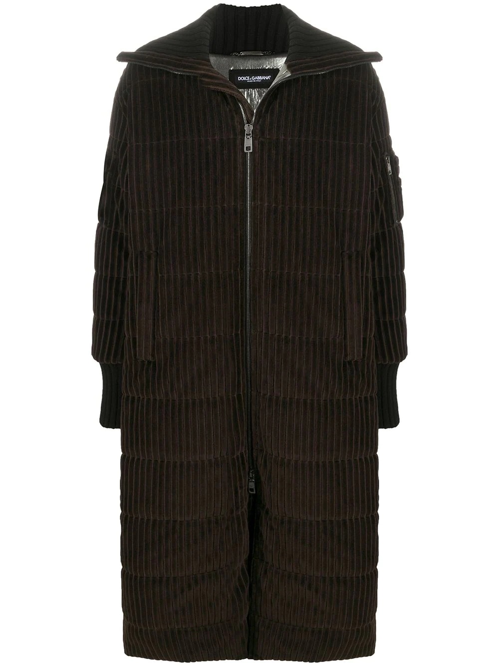 corduroy long padded coat - 1