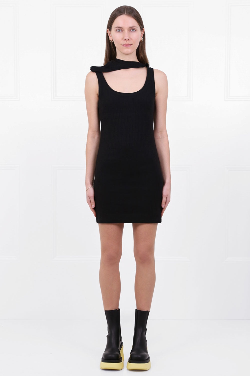 THREE COLLAR MINI DRESS S/LESS BLACK - 2