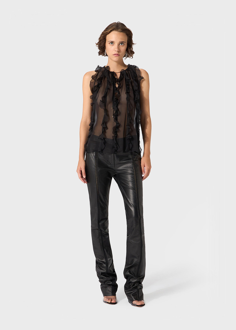 Blumarine LEATHER PANTS WITH À-JOUR DETAILING outlook
