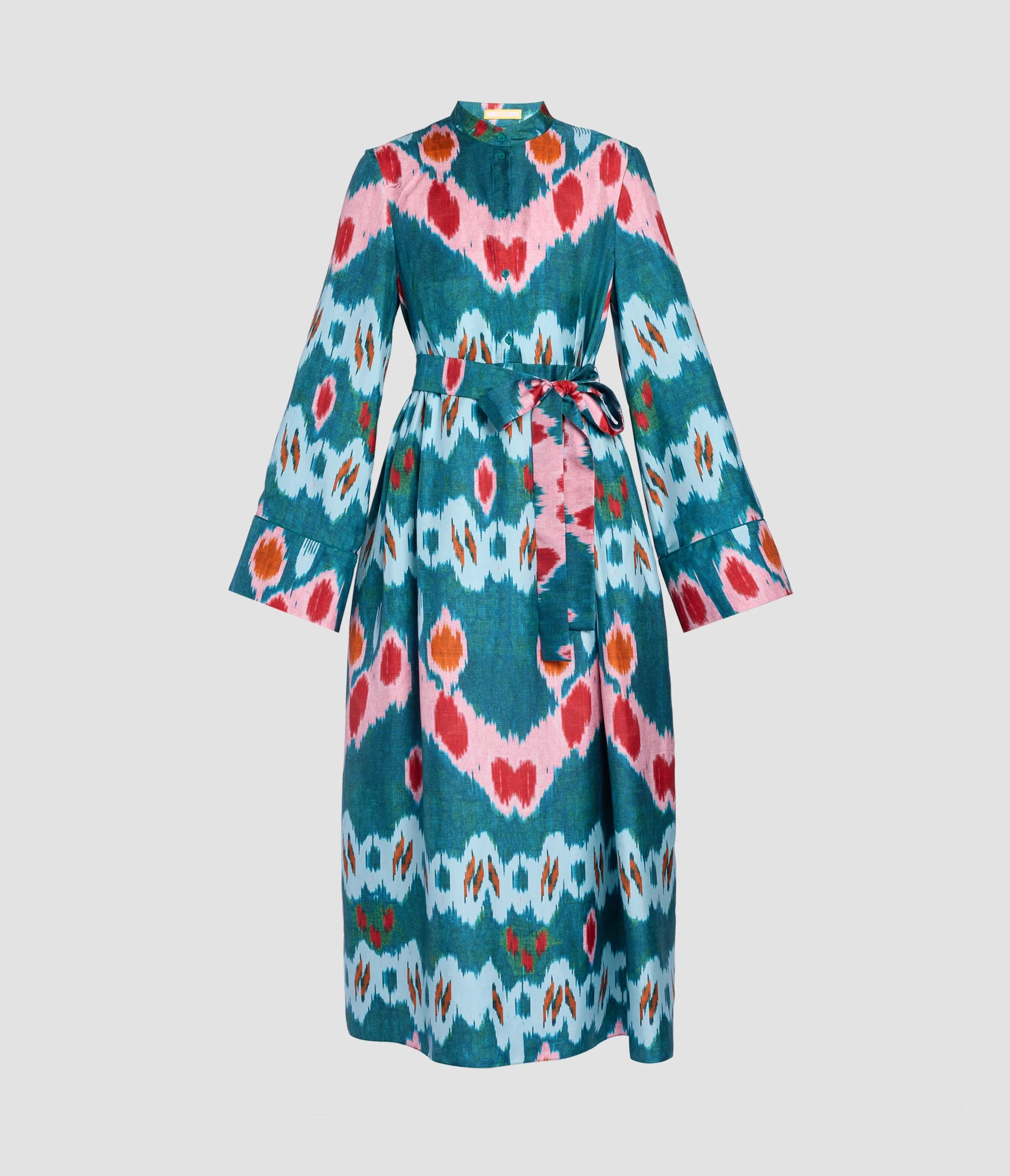 IKAT PRINT SILK TWILL MIDI DRESS - 1