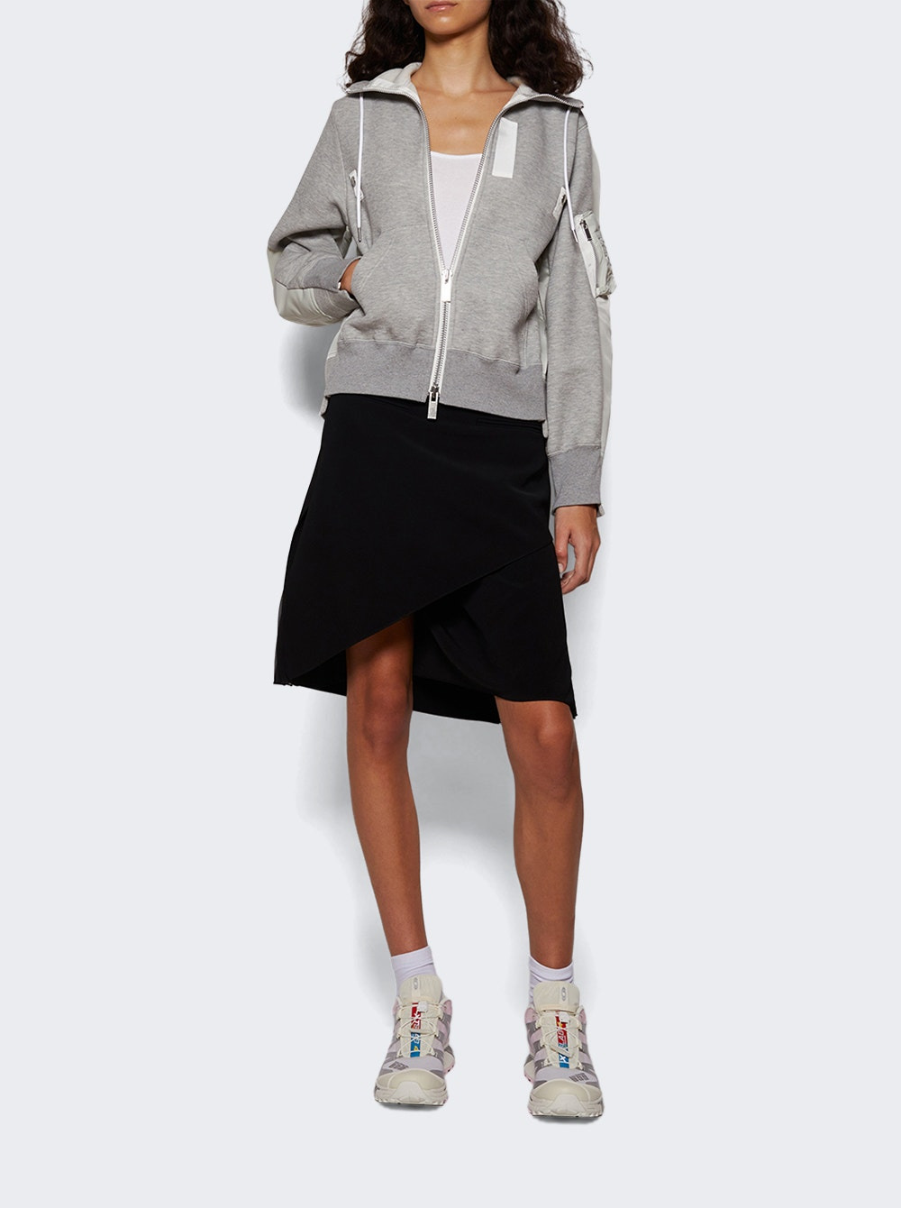 Sponge X Nylon Twill Hoodie Light Grey - 5