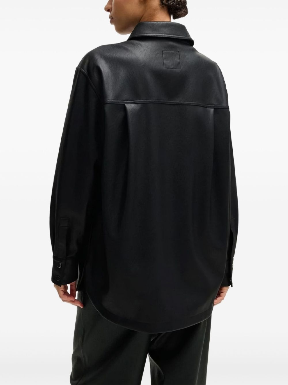 faux-leather overshirt - 3