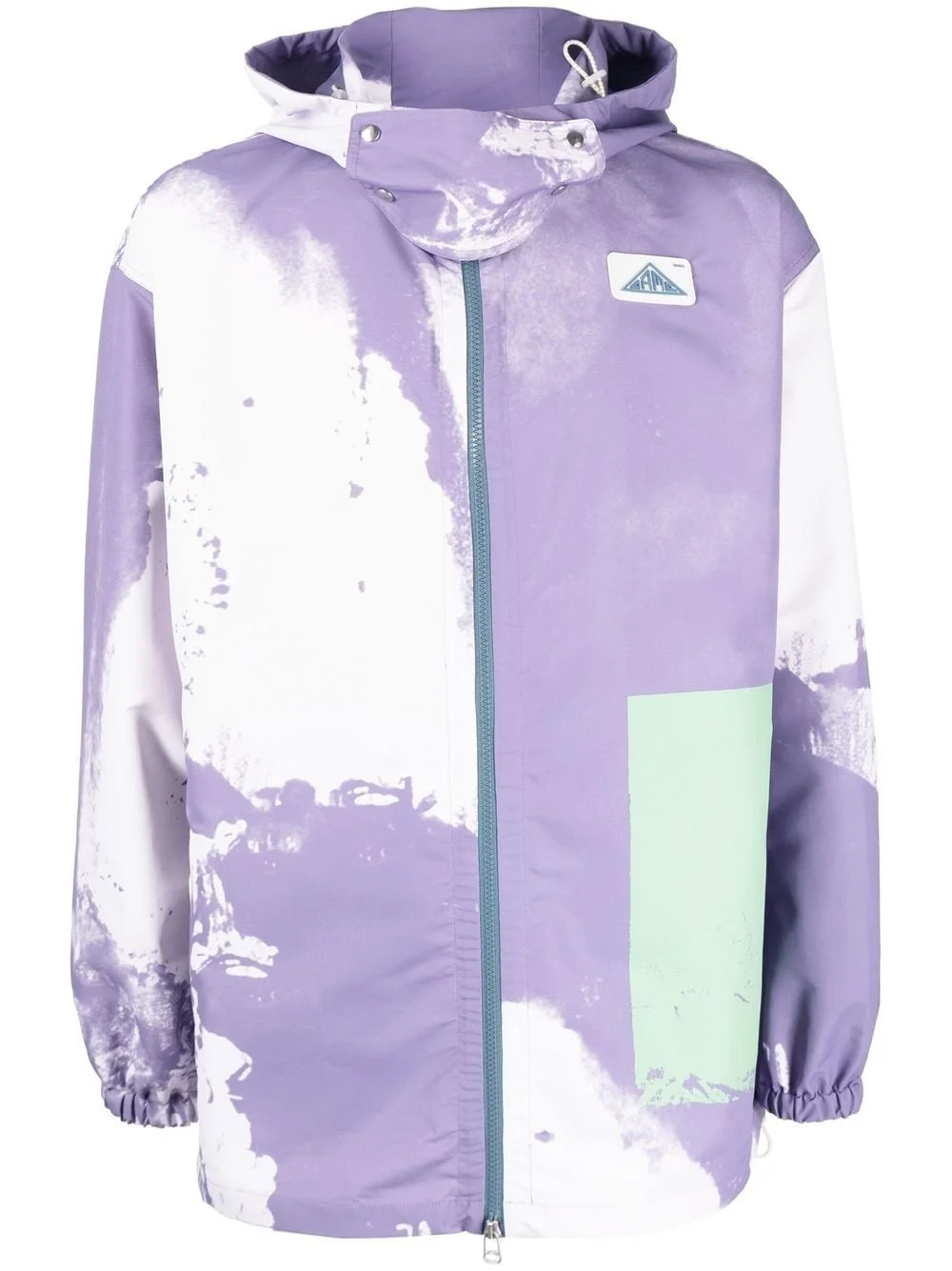 tie dye-print zip-up hooded jacket - 1
