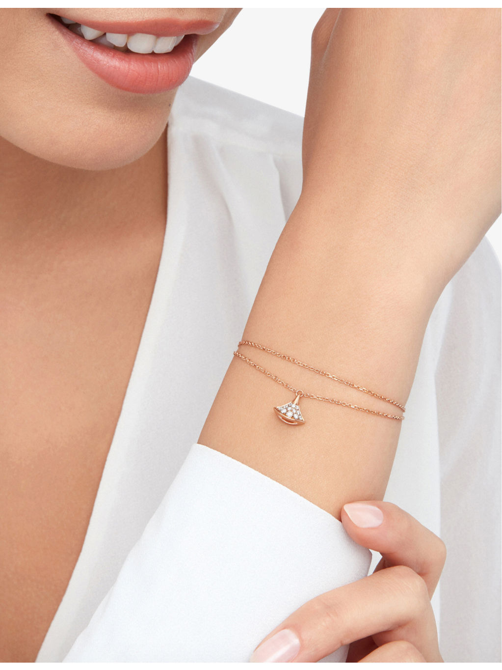 Divas Dream 18ct rose-gold and 0.26ct brilliant-cut diamond charm bracelet - 5
