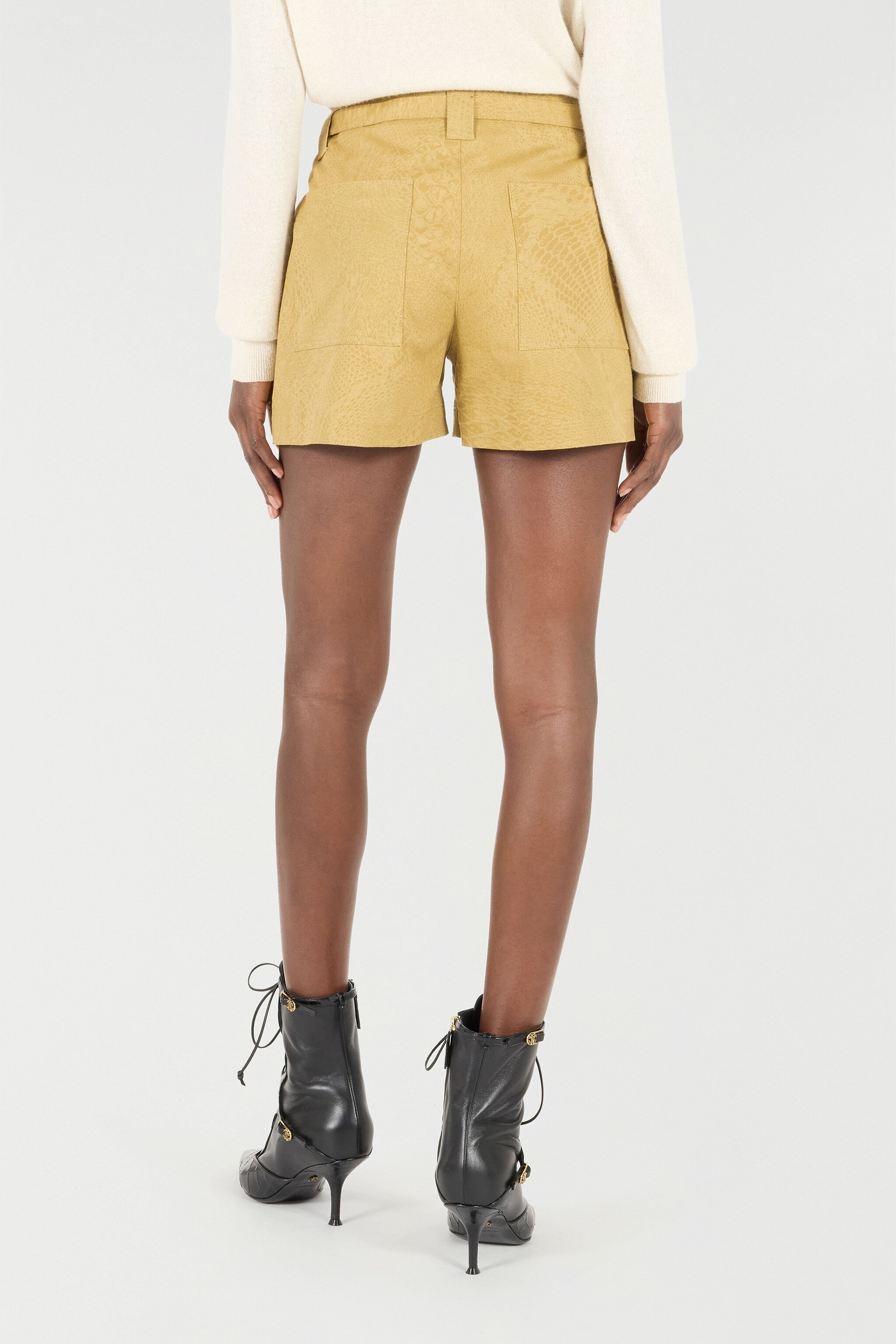 Belted Shorts With Python Print - 4