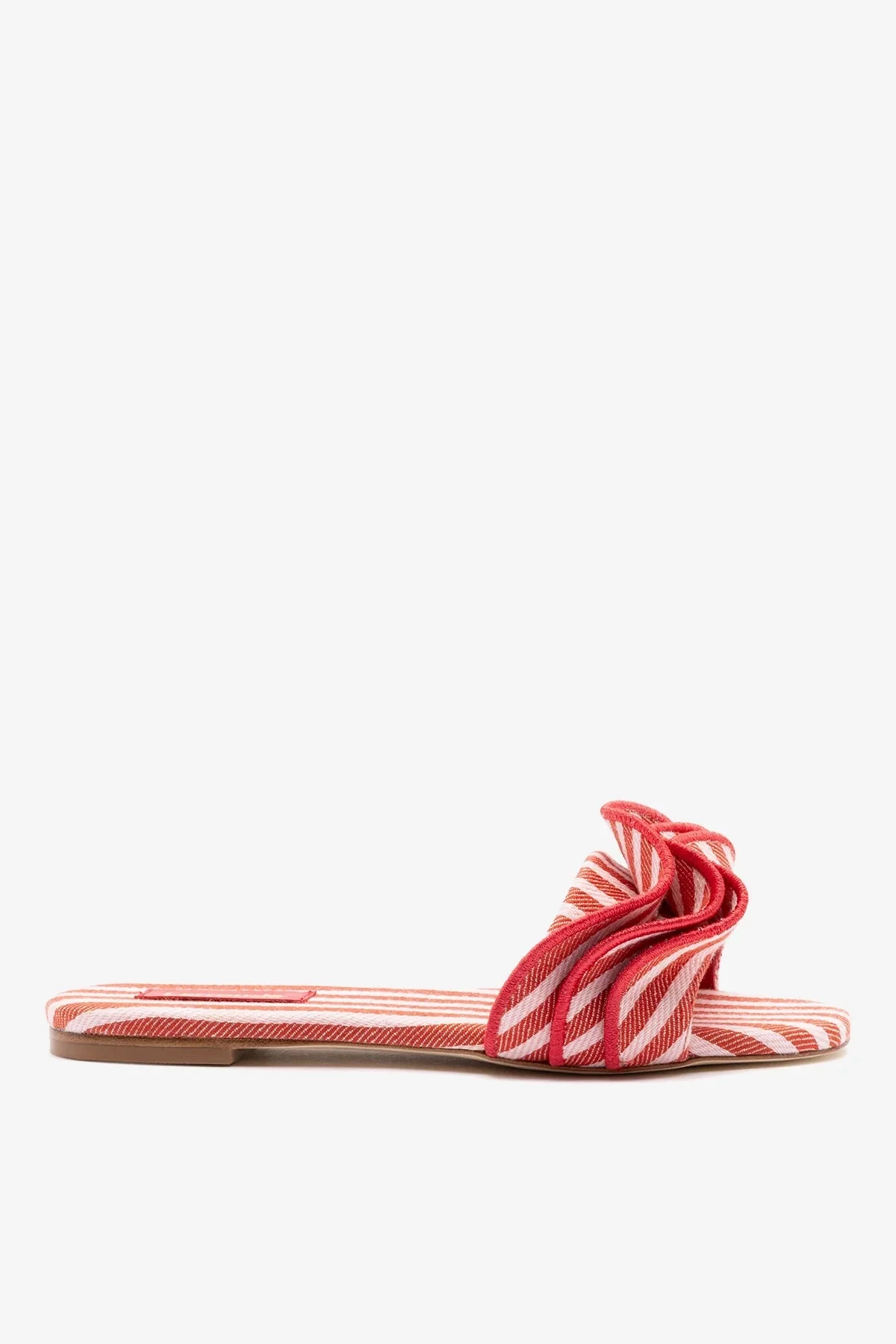 Ivy Ruffle Flat Carmine Striped Canva - 1
