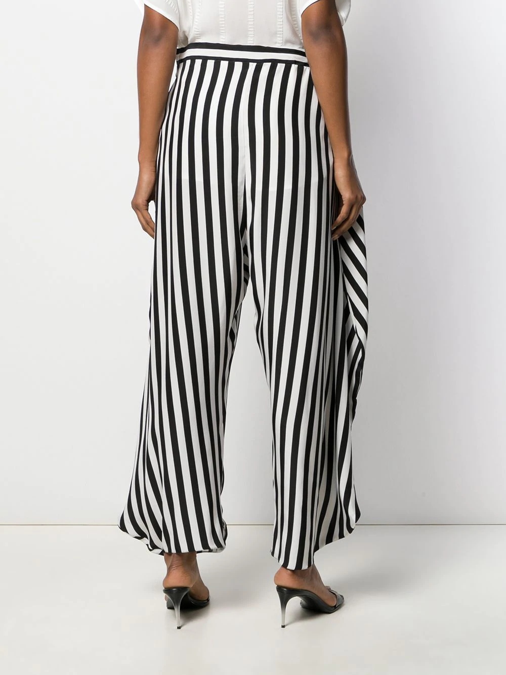 Alicia draped-panel striped trousers - 4