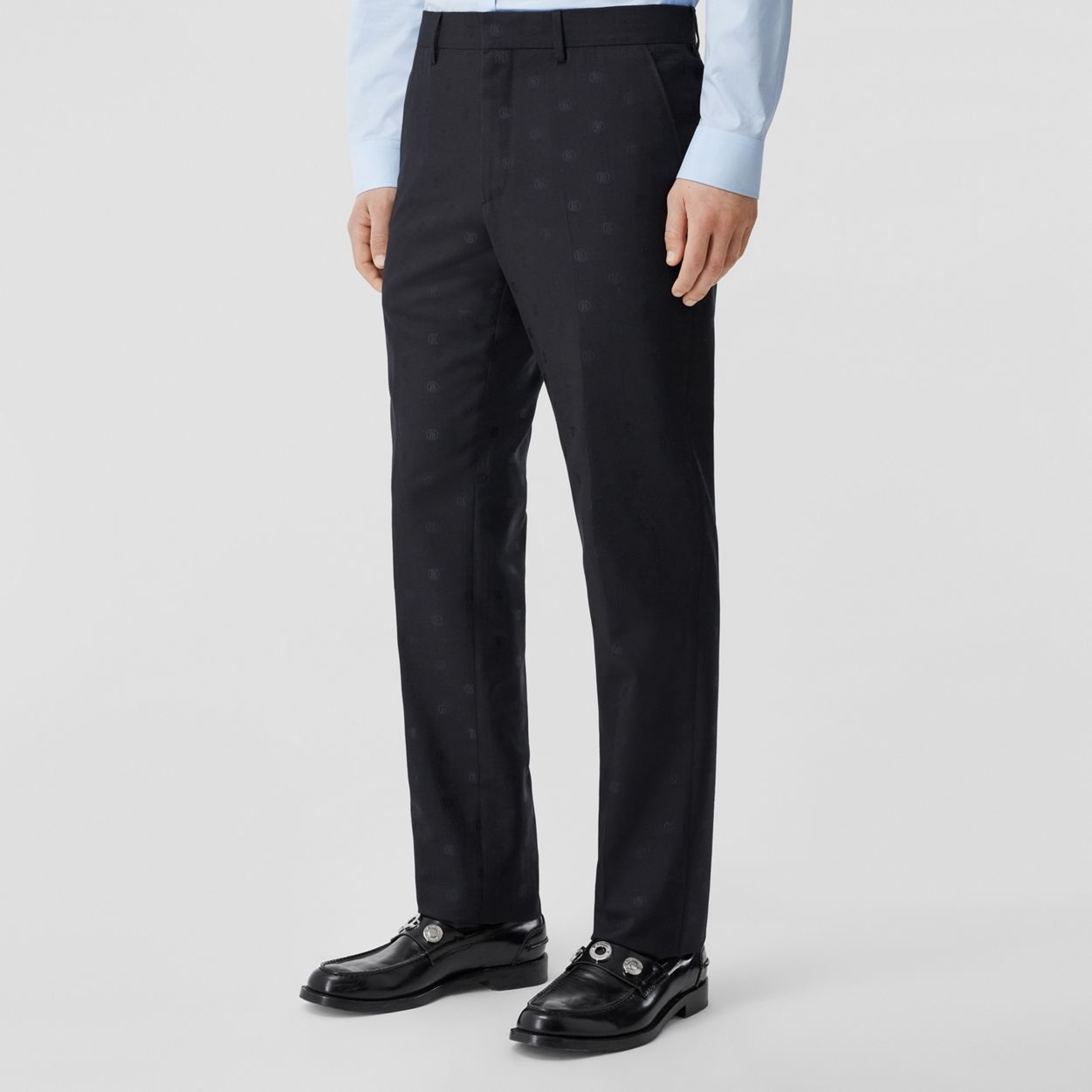 Classic Fit Monogram Wool Tailored Trousers - 5