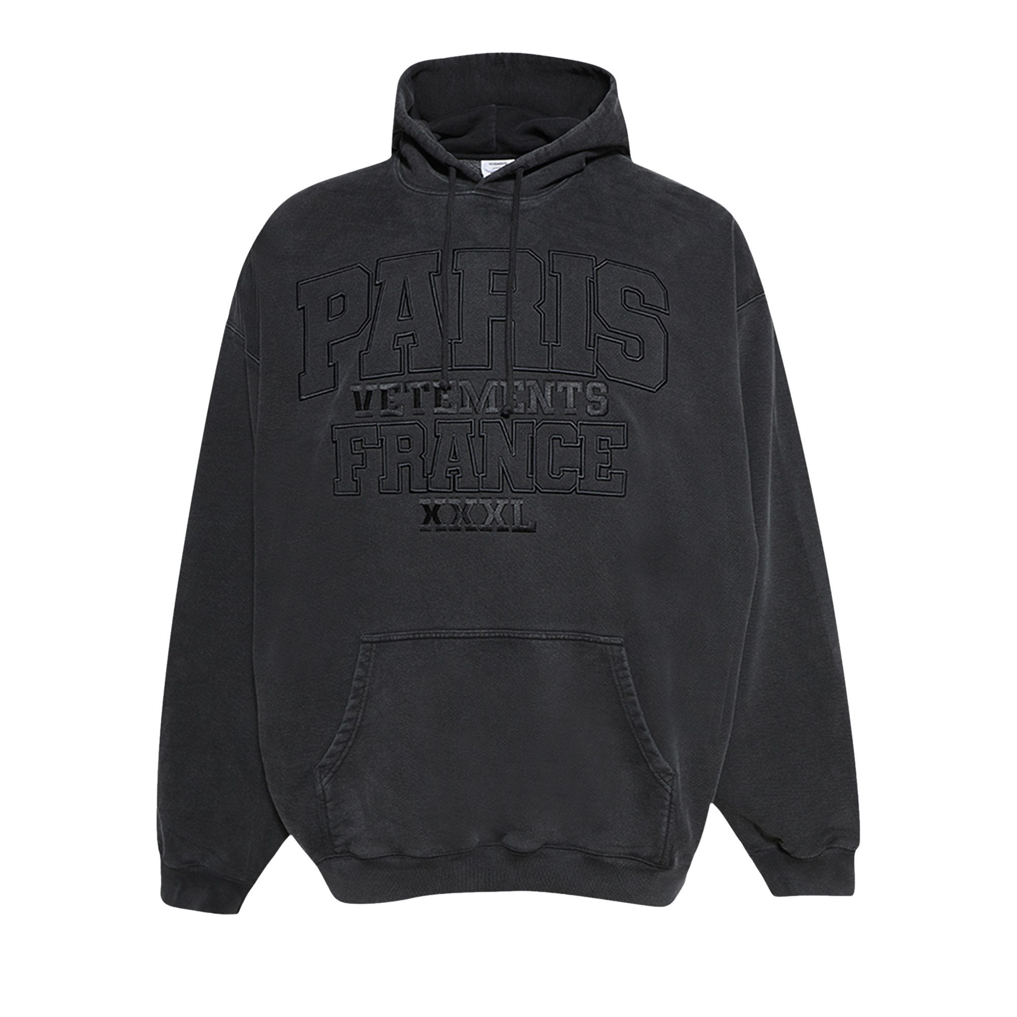 Vetements Paris XXXL Hoodie 'Washed Black' - 1